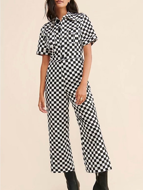 Saint Geraldine Pants - Saint Geraldine Marrs Checkered Coveralls Jumpsuit Black White S Anthropologie